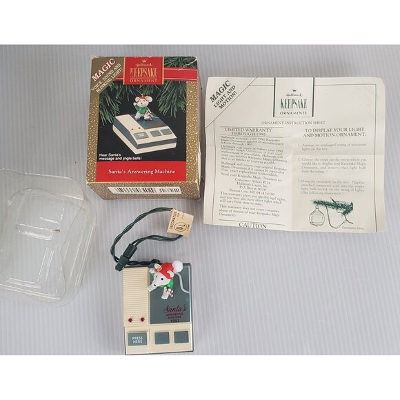 Hallmark Keepsake Santa's Answering Machine Voice Sound Light Christmas Ornament - Picture 1 of 8